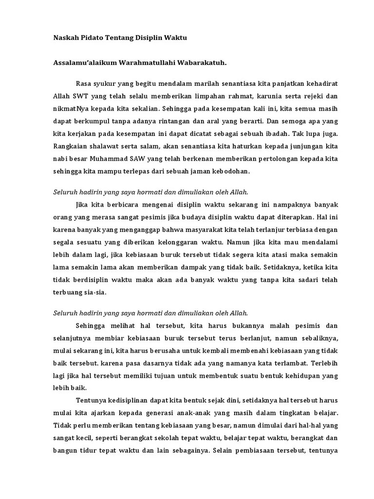 Naskah Pidato Tentang Disiplin Waktu | PDF