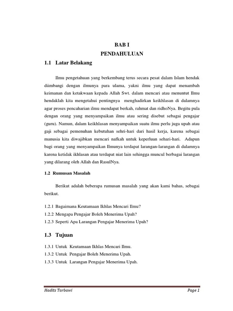 Makalah Hadis Tarbawi KLP VI | PDF