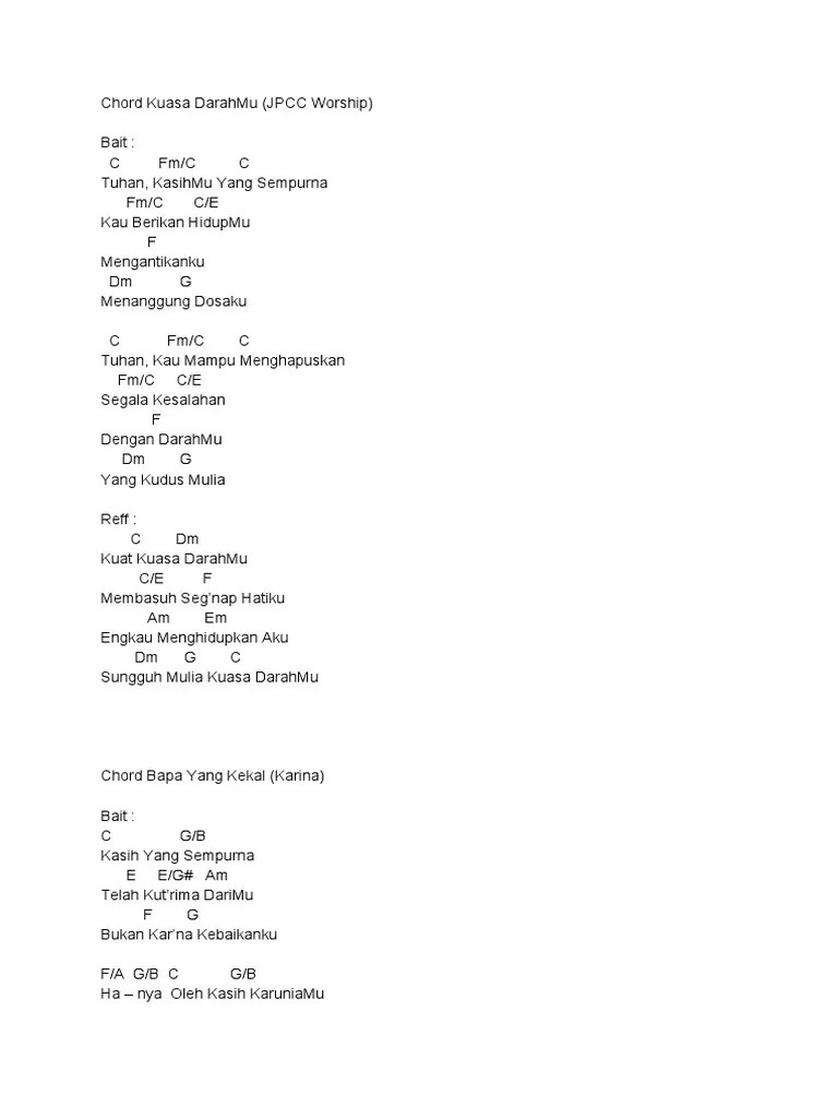 Lirik Dan Kunci Gitar Kasih Yang Sempurna