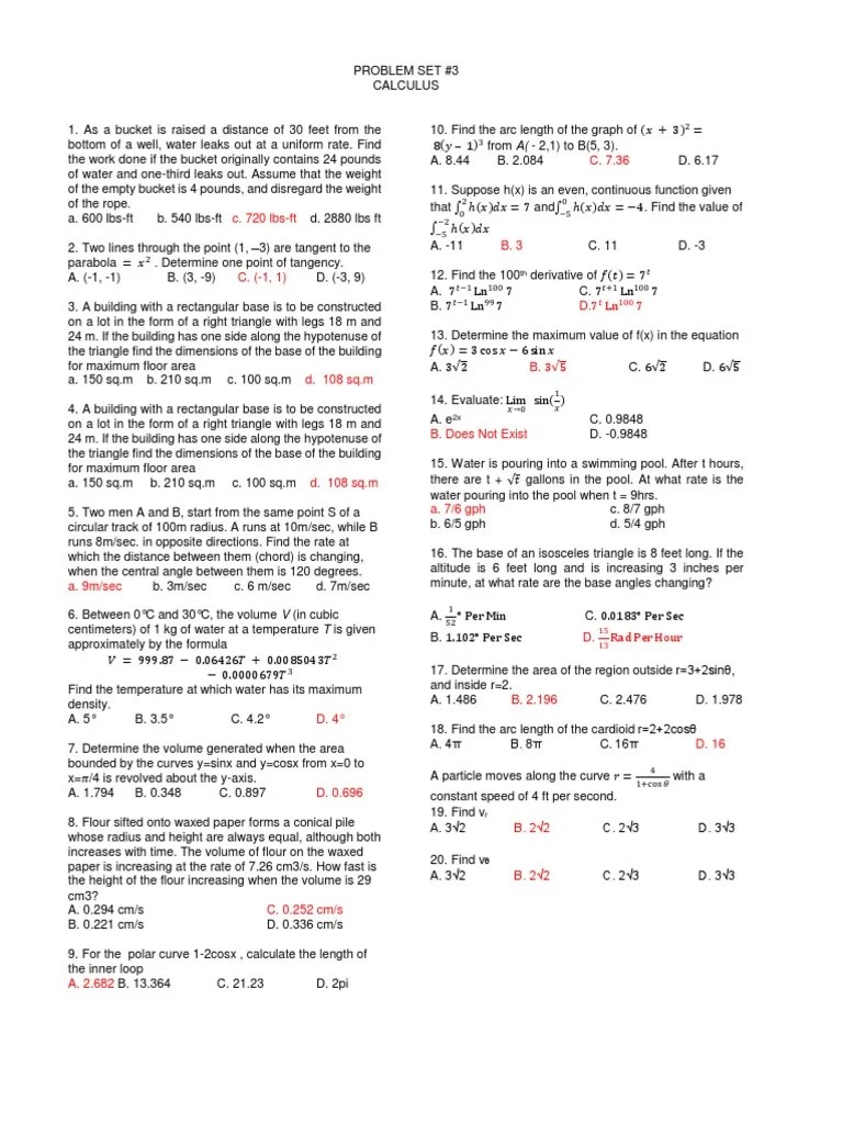 Calculus Problem Set | PDF | Tangent | Triangle