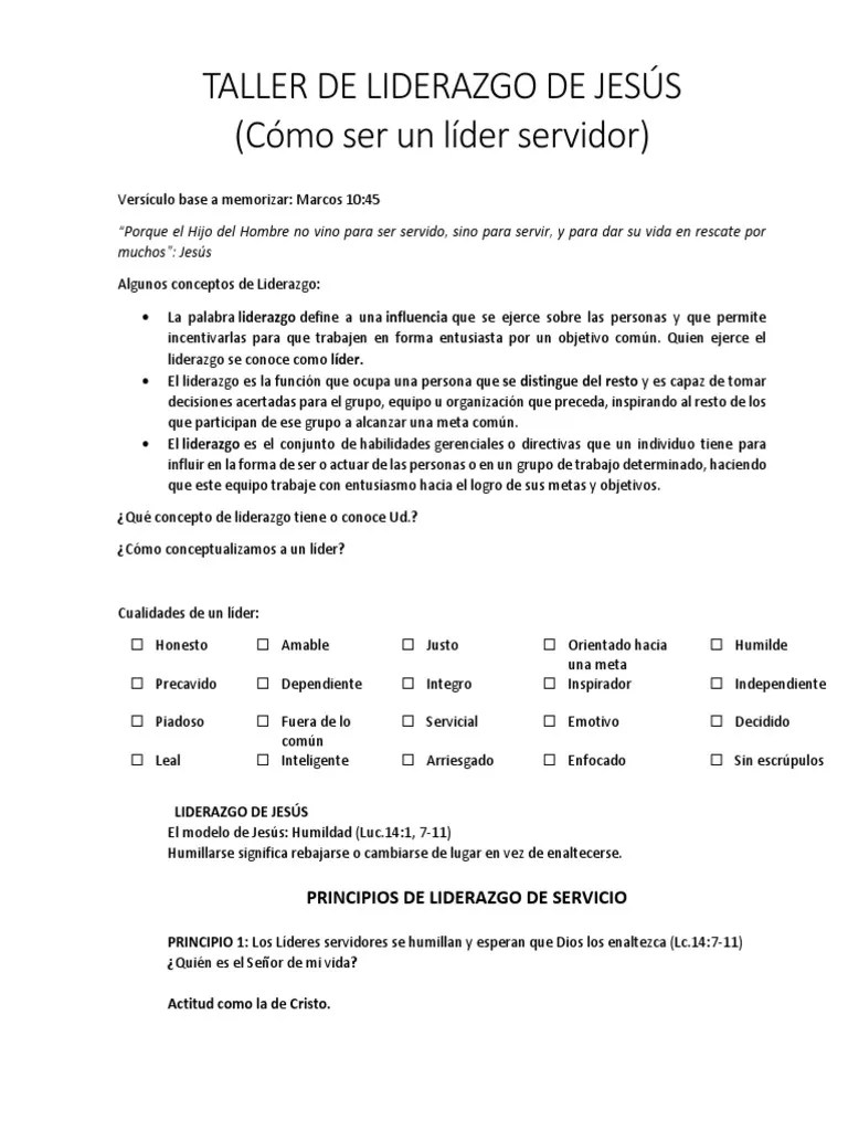 Taller De Liderazgo De Jesús | PDF | Cristo (título) | Pablo El Apóstol