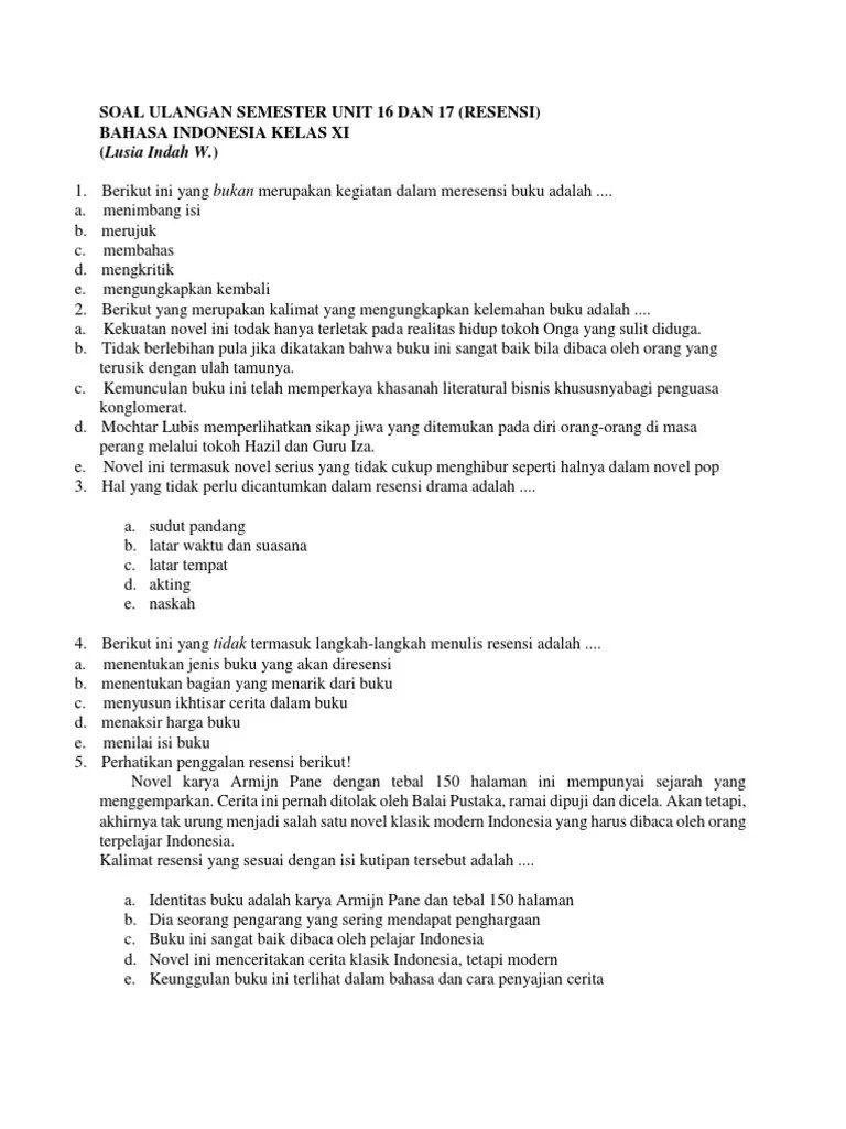 Oct 30, 2020 · materi resensi bahasa sunda assalamualaikum wr wb terimakasih sudah berkunjung ke halaman blog ini. Soal Essay Drama Bahasa Indonesia Kelas 11 Semester 2