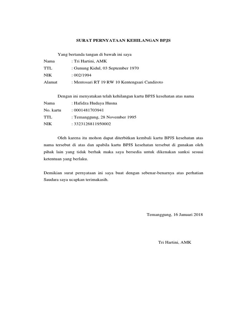Tahap selanjutnya adalah verifikasi dan validasi data peserta oleh bpjs ketenagakerjaan paling lama 3 hari. Surat Pernyataan Kehilangan Bpjs
