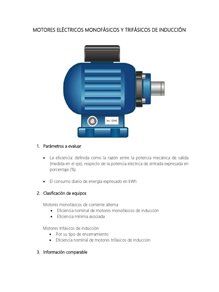 Motores Eléctricos Monofásicos Y Trifásicos De Inducción | PDF | Uso Eficiente De Energía ...