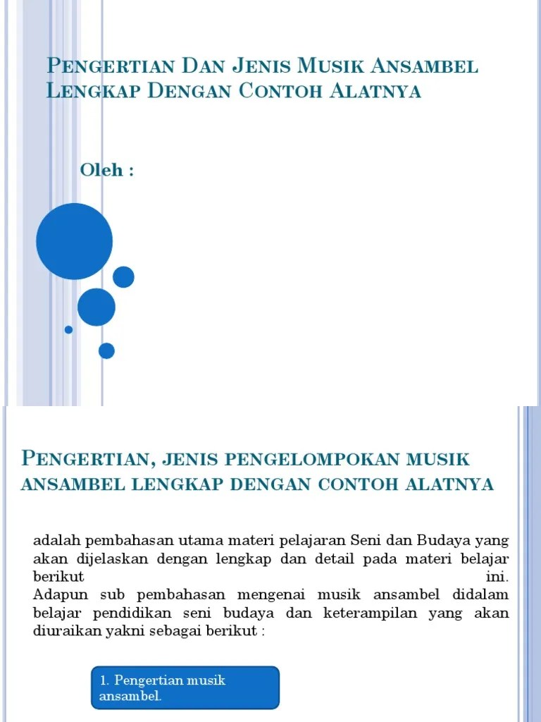 Pengertian Dan Jenis Musik Ansambel Lengkap Dengan Contoh | PDF