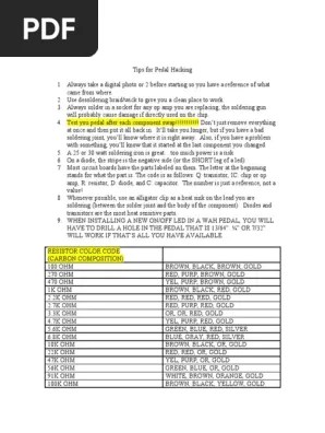 Tips For Pedal Hacking Read Me First Pdf Resistor