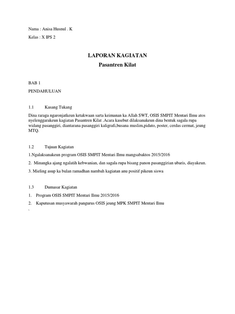 Laporan pertanggungjawaban kagiatan saba budaya karang taruna komunitas . Contoh Laporan Lalampahan Sunda