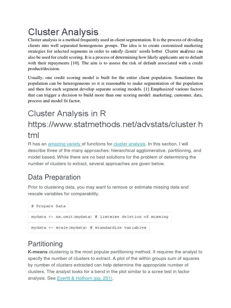 Cluster Analysis In R TML | PDF | Cluster Analysis | Market Segmentation
