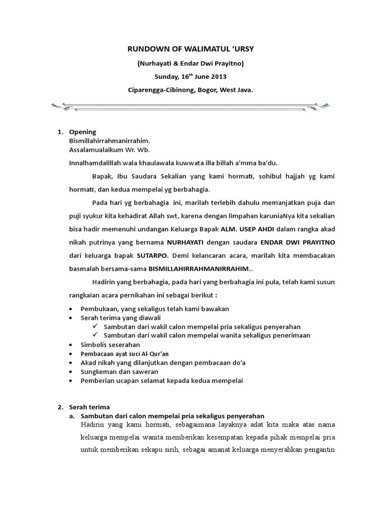 Naskah Lengkap Pembawa Acara MC Pernikah | PDF