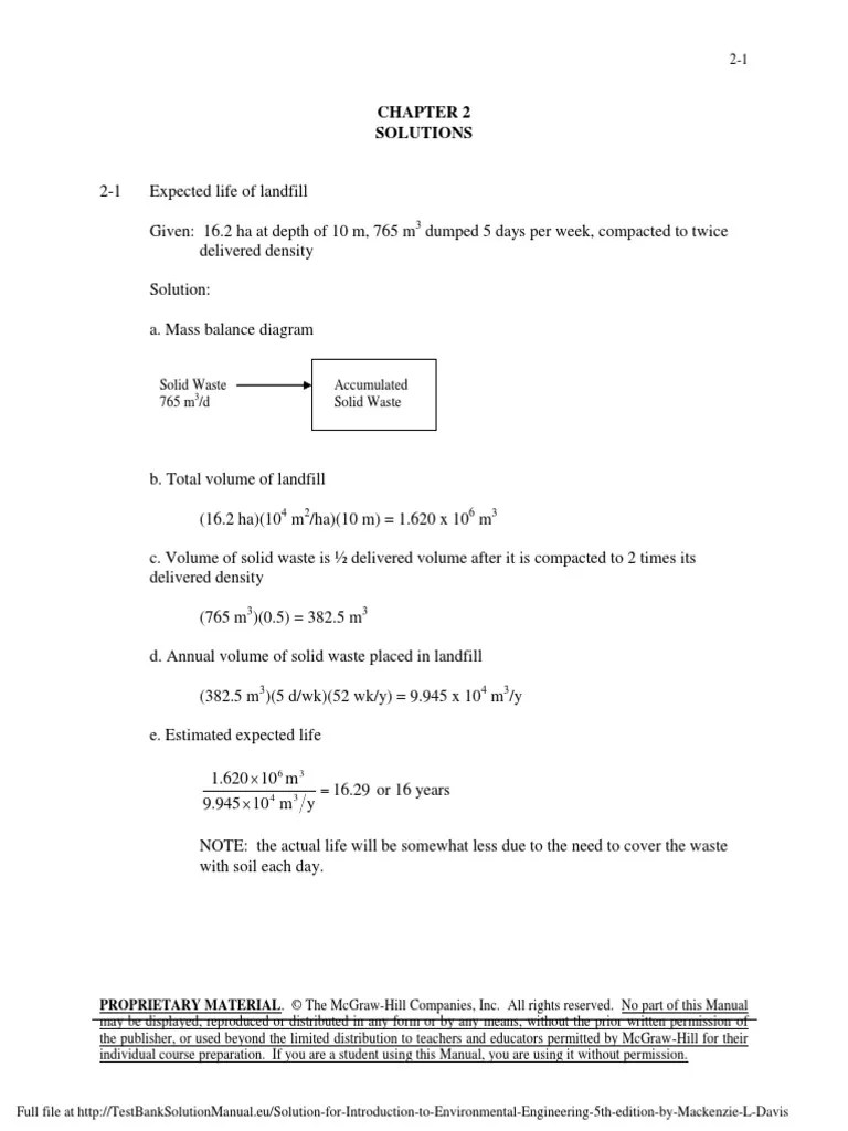 Solution For Introduction To Environmental Engineering 5th Edition By ...