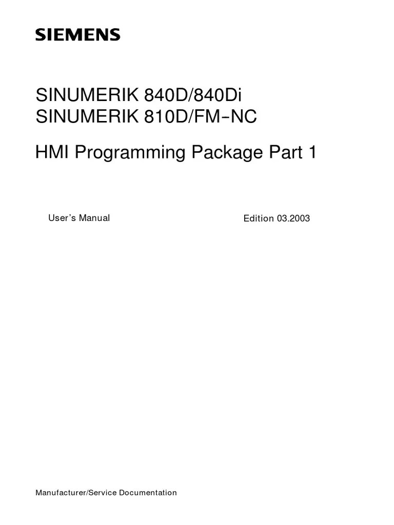 SINUMERIK 840D - 840di SINUMERIK 810D - FM - NC HMI PDF | Download Free ...