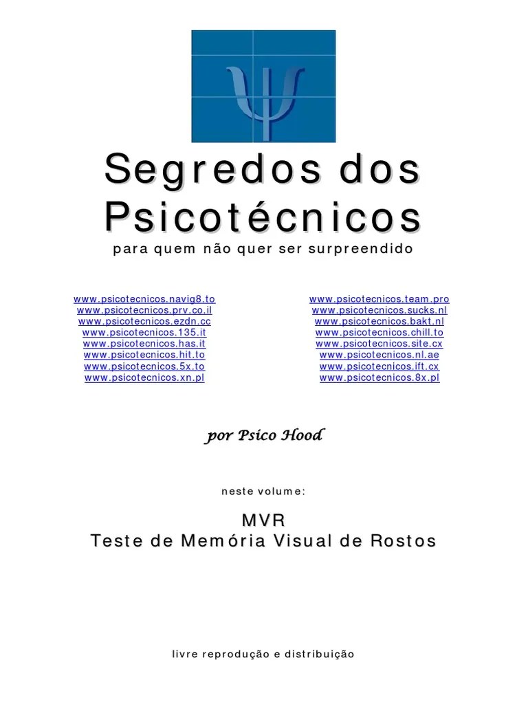 MVR - Teste De Memoria Visual De Rostos | PDF | Memória | Psicologia