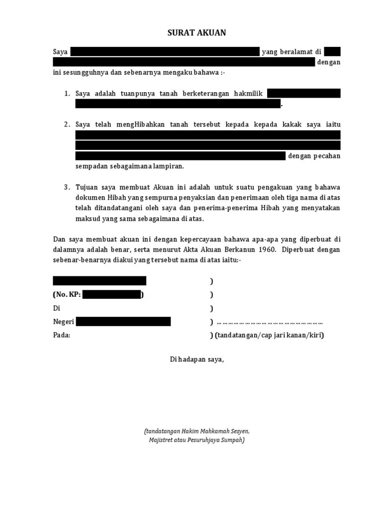 Kehidupan rasul paulus daftar isi. Contoh Surat Akuan Sumpah Serah Tanah Letter 7saudara Com