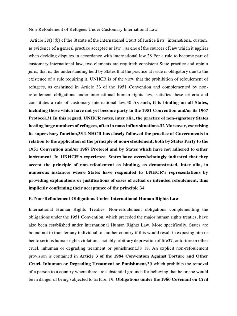 Non Refoulement | PDF | International Law | Treaty