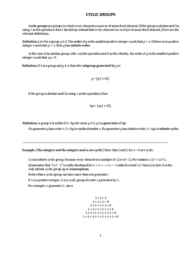 Cyclic Groups | Group (Mathematics) | Algebraic Structures