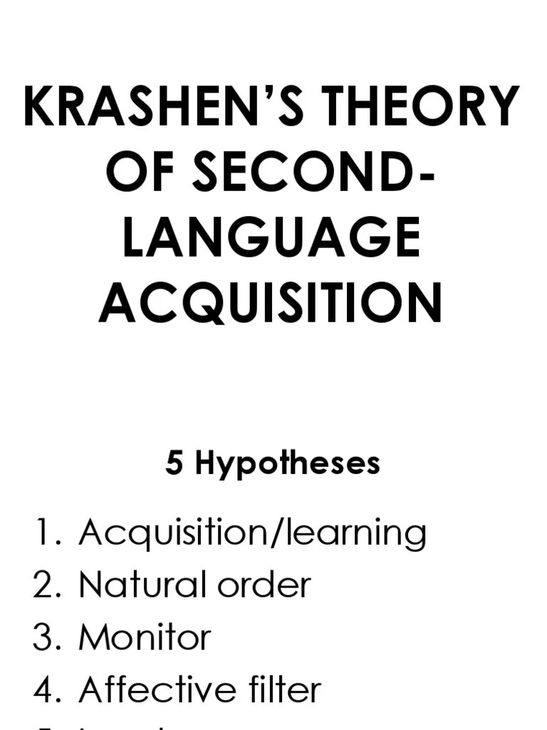 Krashens Theory Of Second Language Acquisition | PDF | Second Language Acquisition ...