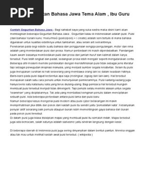 Dibuat atau dibacakan dalam rangka hari kartini setiap tanggal 21 april. Contoh Geguritan Bahasa Jawa Tema Alam Ibu Guru Dan Cinta Insani Cita Pdf Pdf