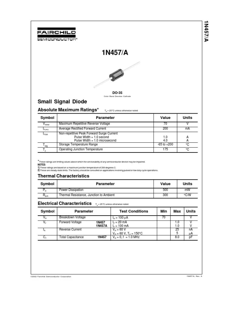 1n457a Fairchild Small Signal Diode Diode 19 Views