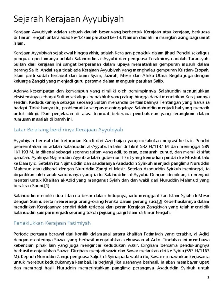 3.1.3 mengumpulkan\mengidentifikasi faktor pendukung sejarah berdirinya dinasti al. Sejarah Dinasti Ayyubiyah Edtd