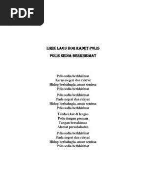 Lagu Kadet Polis Sekolah Menengah : Polis Sedia Berkhidmat Lirik Youtube