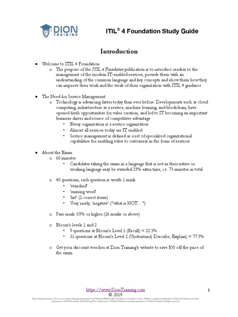 Study Guide ITIL 4 Foundation PDF | PDF | Itil | Supply Chain