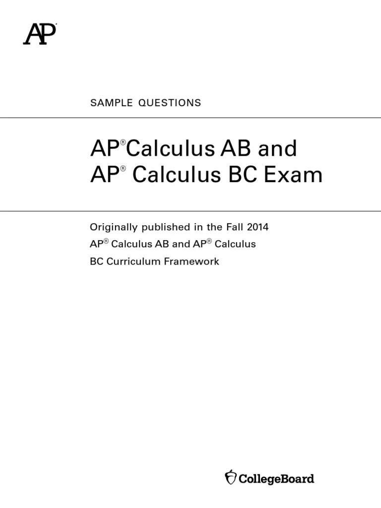 Sample Questions Ap Calculus Ab And BC Exams PDF | PDF | Integral ...