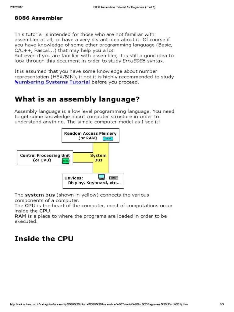 8086 Assembler Tutorial For Beginners (Part 1) | PDF | Assembly ...