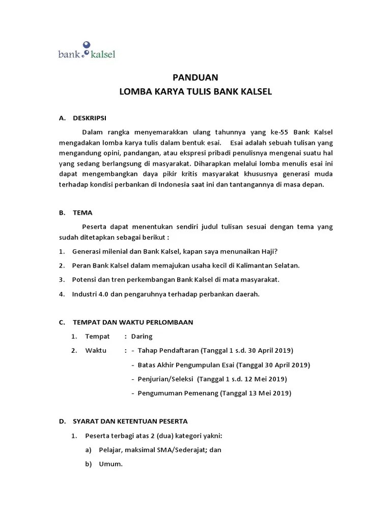 Panduan Lomba Karya Tulis (Esai) - 1 | PDF