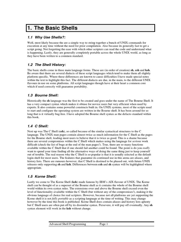 The Basic Shells: A Concise Introduction | PDF | Command Line Interface ...