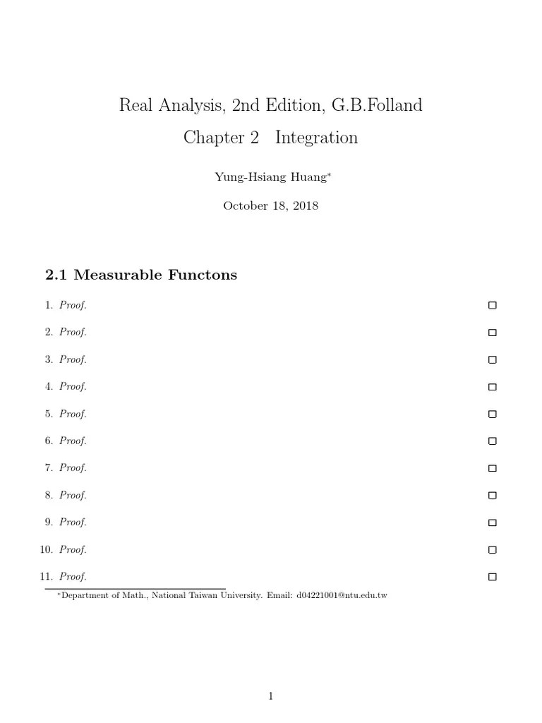 Folland Real Analysis Solution Chapter 2 Integration | PDF | Functions ...