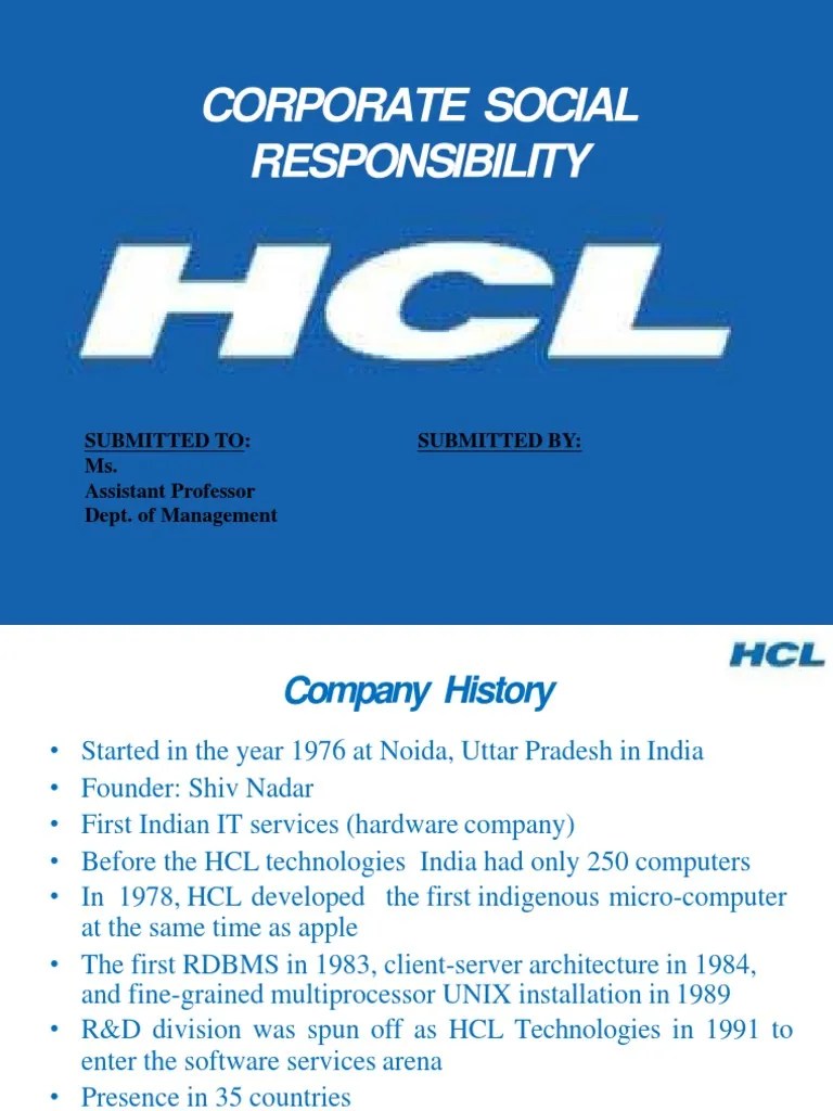 HCL | PDF | Corporate Social Responsibility | Business