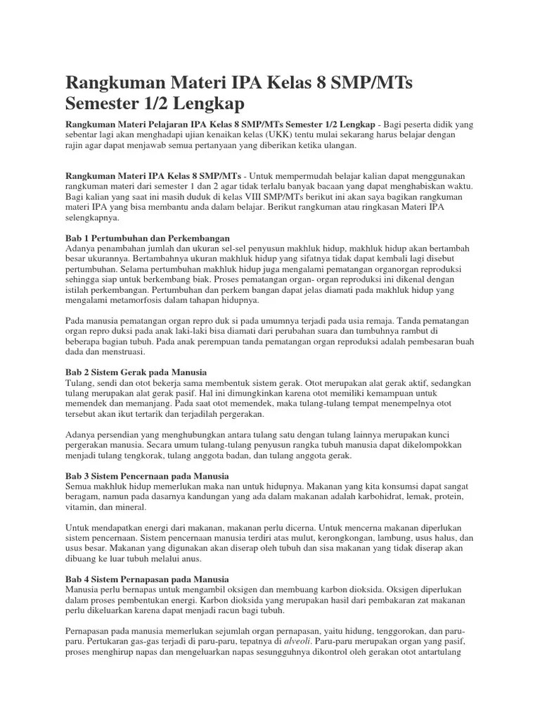 Yuk Simak Rangkuman Ipa Kelas 8 Semester 1 [Terbaru] 