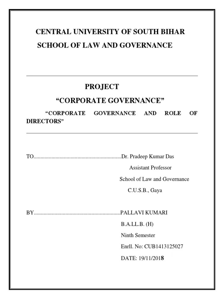 Corporate Governance And Role Of Directors