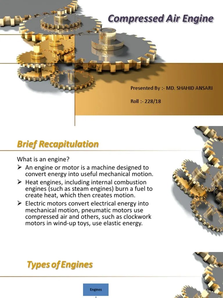 A PPT Presentation On Compressed Air Engine | PDF | Internal Combustion Engine | Engines