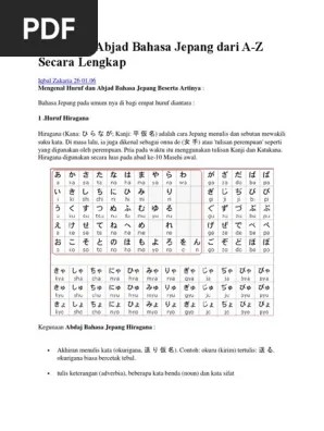 Pengucapan fonetik, kanji dan kana (hiragana katakana), serta cara membacanya dalam . Menganal Abjad Bahasa Jepang Dari A Pdf