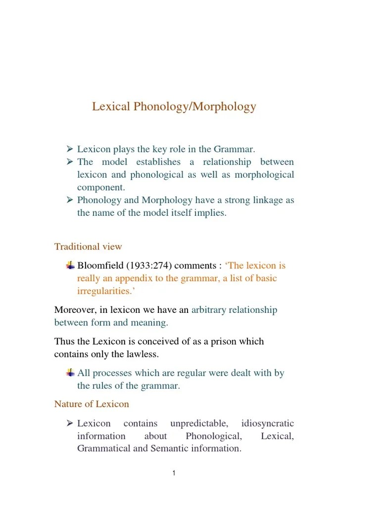 Lexical Morphology 1 | PDF | Morphology (Linguistics) | Lexicon