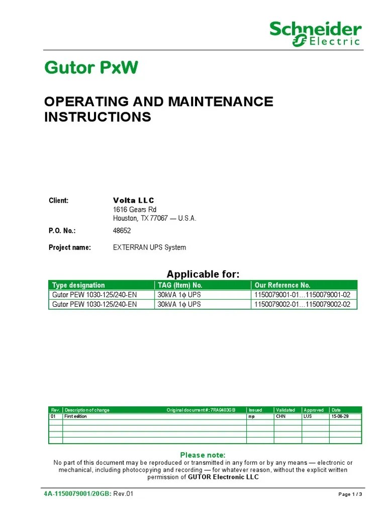 1150079001 002 Manual 30kva Ups Pdf Power Inverter Power