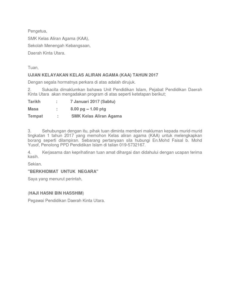 Contoh Surat Rasmi 