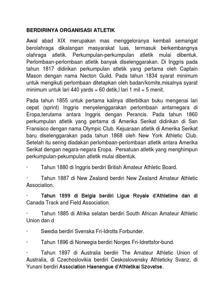 Berdirinya Organisasi Atletik | PDF