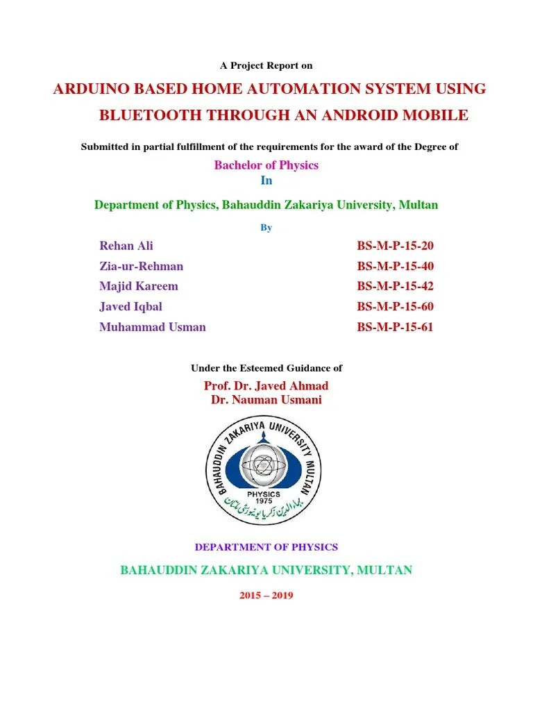 Arduino Based Home Automation System Using Bluetooth Through An Android Mobile PDF | PDF ...