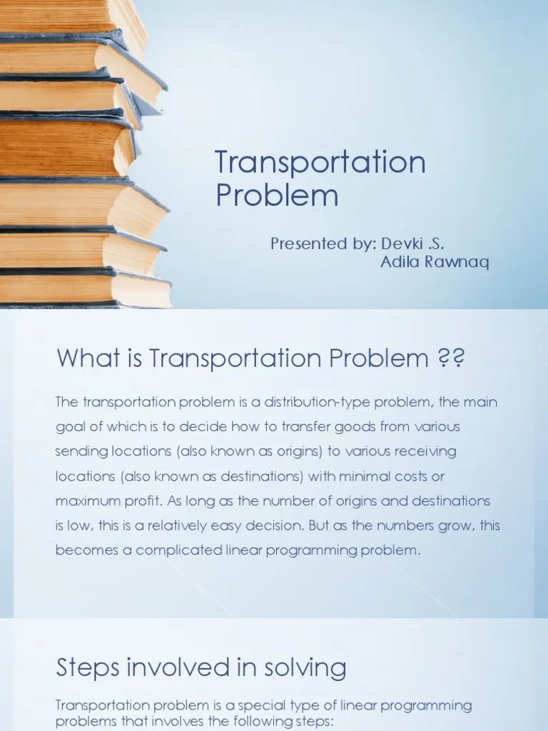 Transportation Problem | Mathematical Optimization | Linear Programming