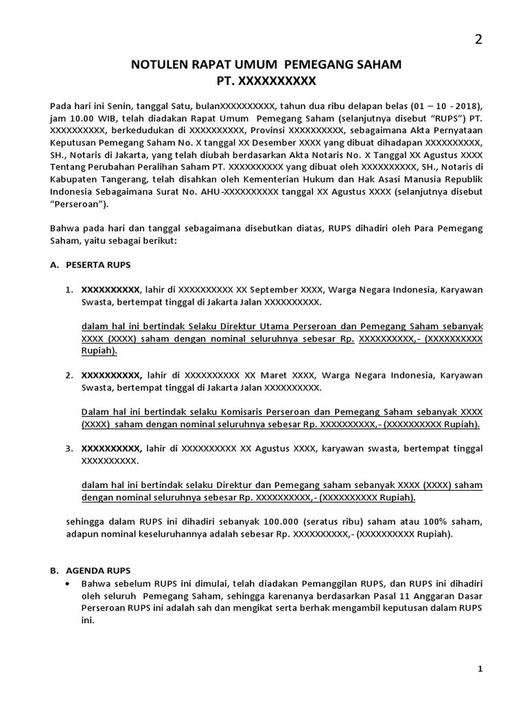 Berikut ini adalah contoh notulen rapat kantor, contoh notulen rapat desa, contoh notulen rapat karang taruna, contoh . Contoh Notulen Rapat Umum Pemegang Saham Rups