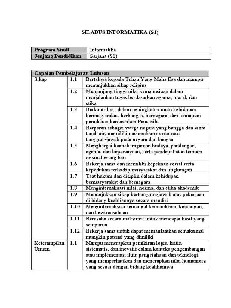 Abstrak penggunaan teknologi saat ini sudah berkembang maju, yang berhubungan dengan pengambilan, pengumpulan, pengolahan, penyebaran, dan penyajian informasi. Silabus Ifs1 20180703 Pdf Pdf