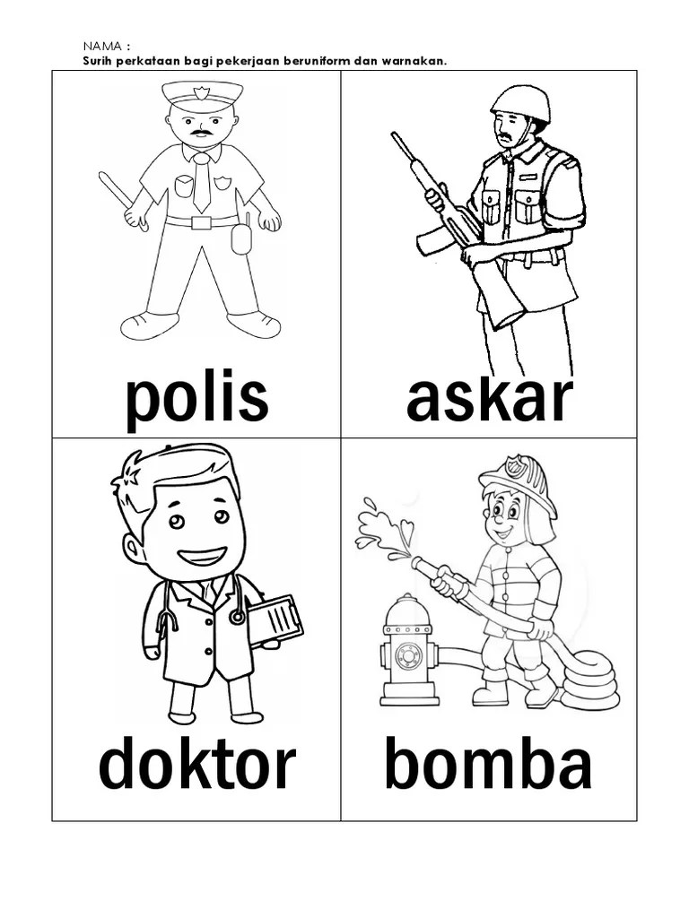 Lembaran Kerja Tema Pekerjaan Prasekolah / Rindu Wessss Kat Dio Publicaciones Facebook