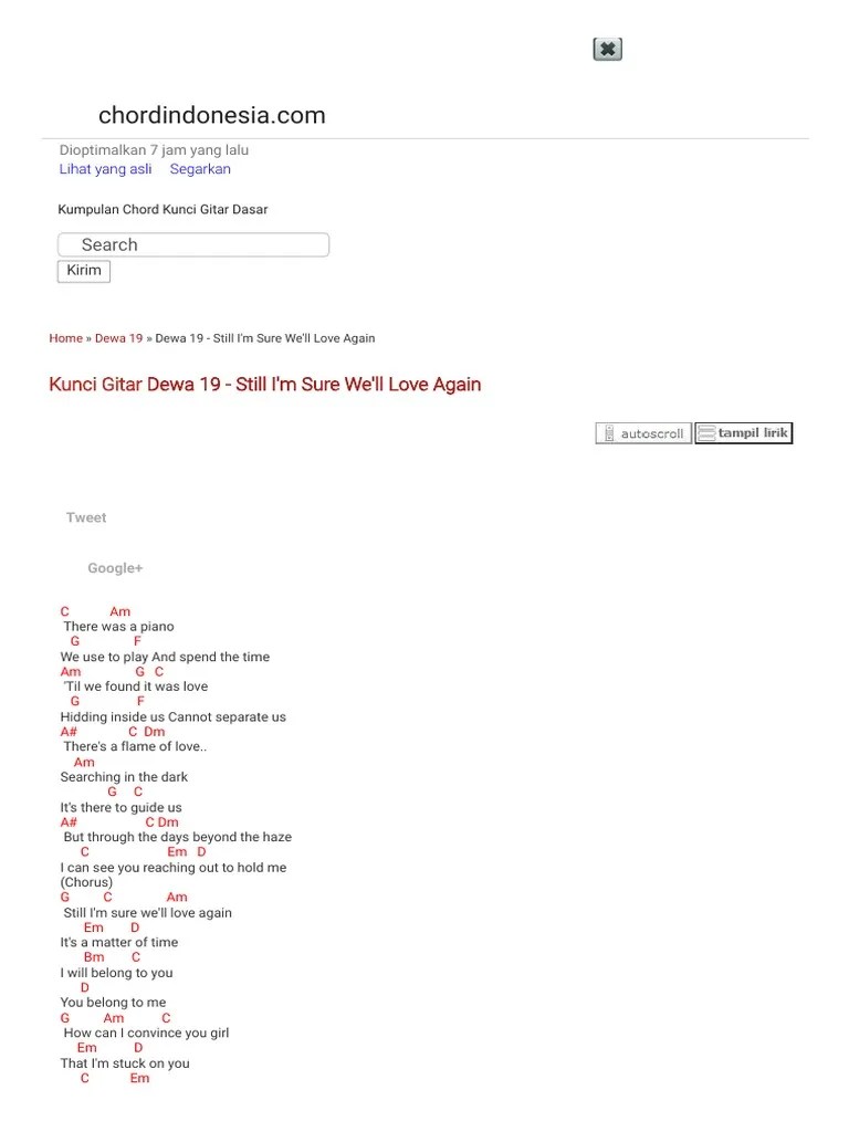Kunci Gitar Dewa Kangen Dari G