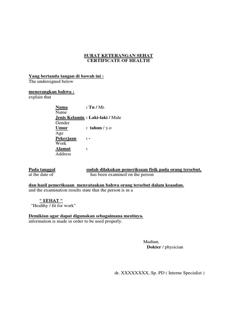 11.11.2021 · scan surat keterangan dokter; Surat Keterangan Sehat Inggris Versi Pdf