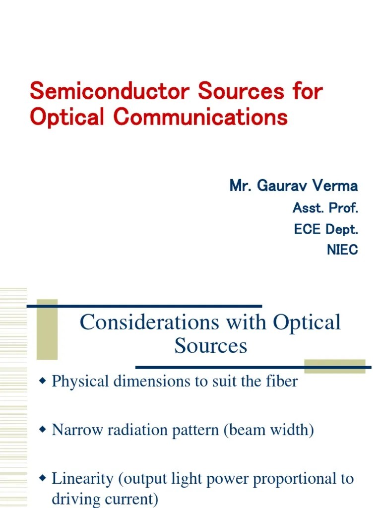 Optical Sources Ppt Light Emitting Diode Laser