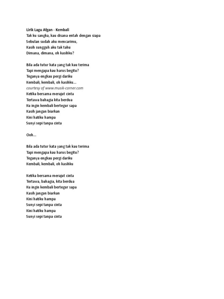 Kau di sana (kau disana), aku di sini . Lirik Lagu Pdf