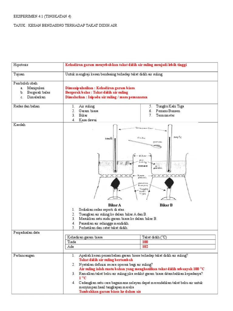 Rancangan pengajaran tahunan kimia tingkatan 4 (2018). Eksperimen Ting 4 Jawapan Takat Didih Dan Kekonduksian Elektrik Pdf