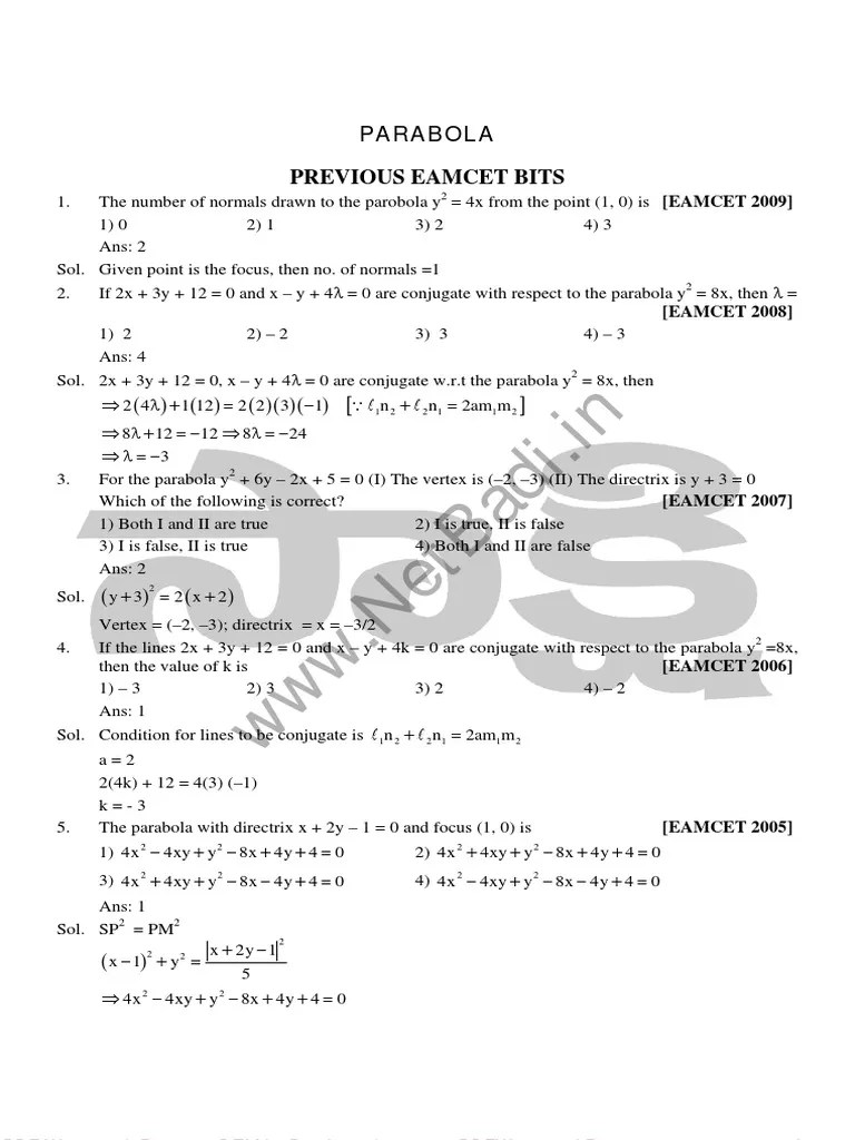 Parabola | PDF | Classical Geometry | Euclidean Geometry